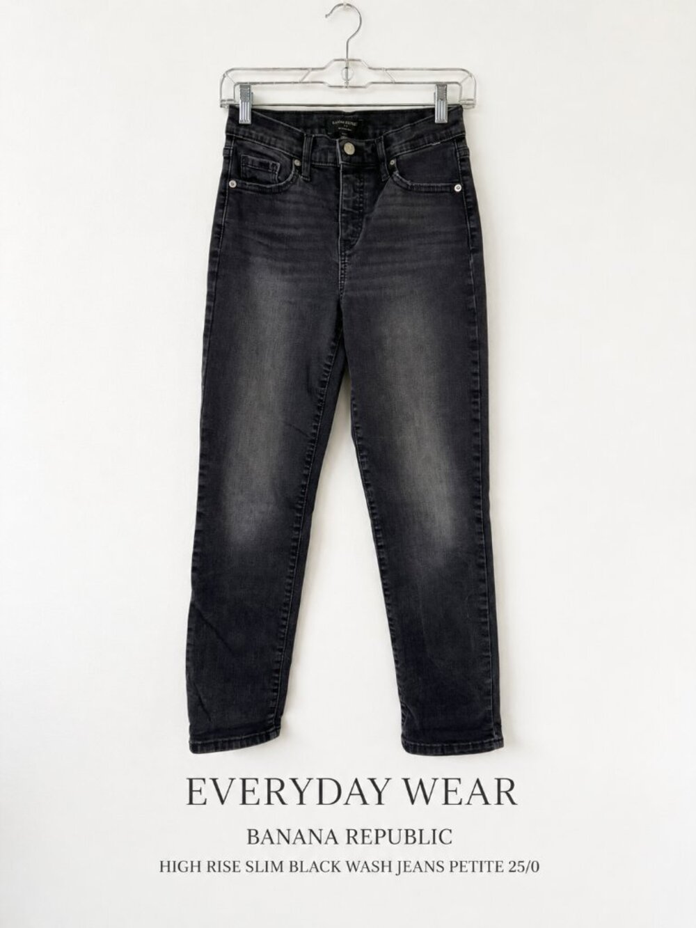 Banana Republic High Rise Slim Straight Black Wash Jeans Petite 25/0